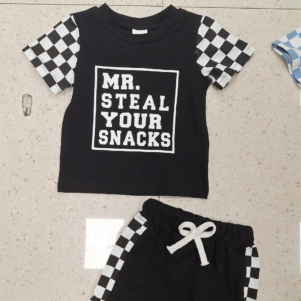 Children's Fashion Letter Print Short-sleeve Suit - cas7m