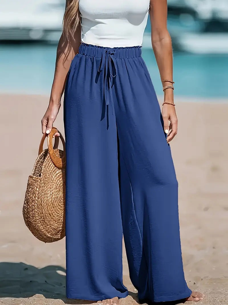 Women's Drawstring Loose Casual Wide-leg Trousers - cas7m