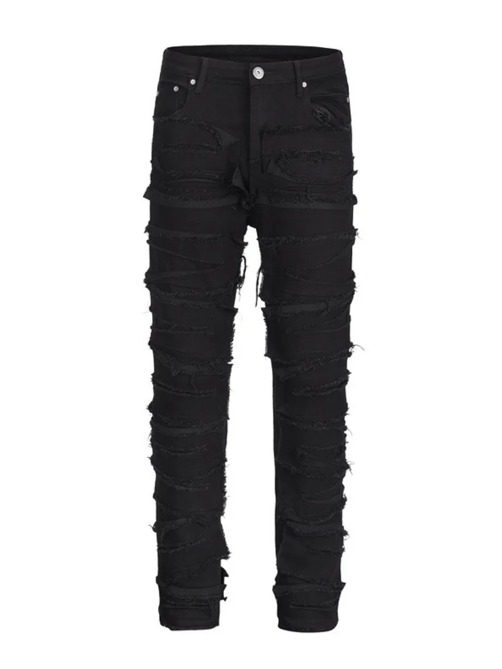 Men's Washed Distressed Panelled Jeans - cas7m