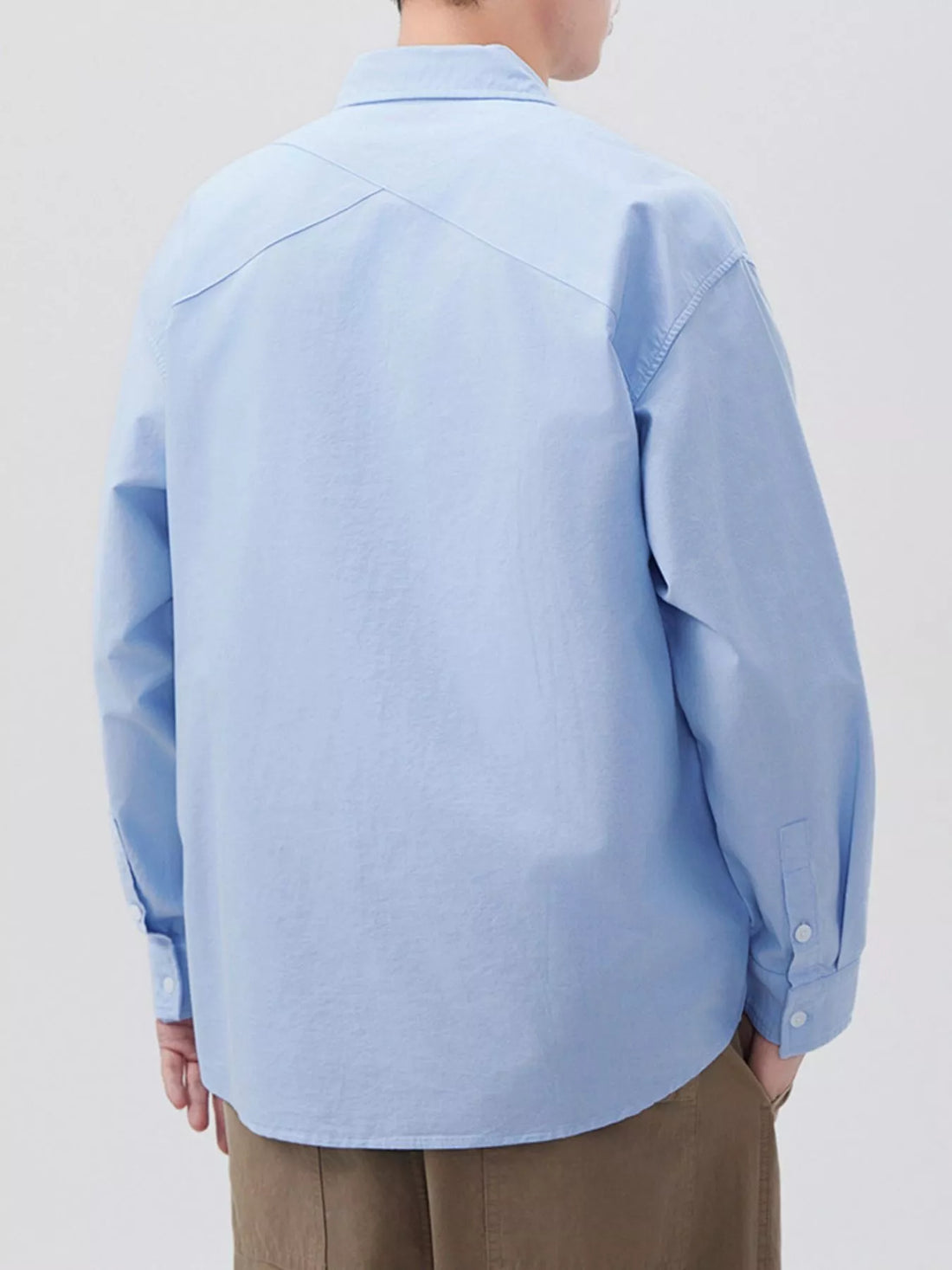 Men's Plus Size Button Up Long Sleeve Shirt - cas7m