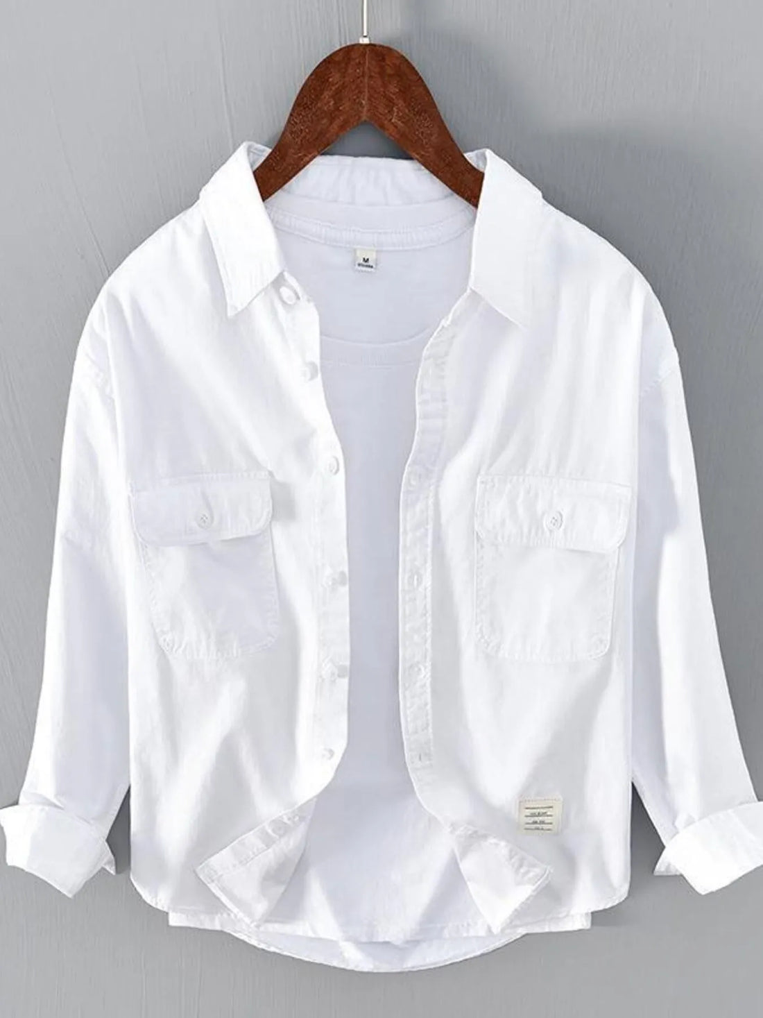Men's Plus Size Button Up Long Sleeve Shirt - cas7m