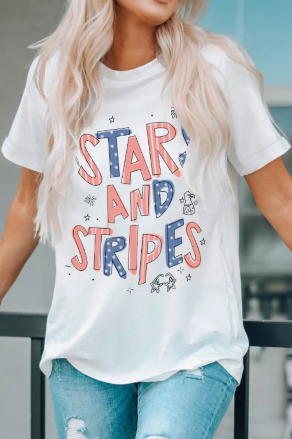 Stars and Stripes Patriotic Graphic T-Shirt - cas7m