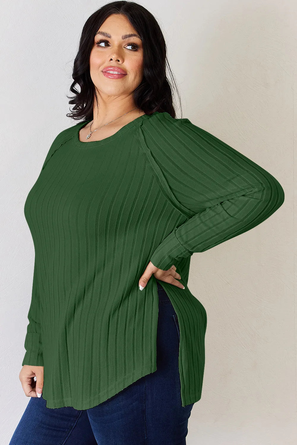 Ribbed Basic Stretch Top – Versatile & Comfy Poly Blend - cas7m