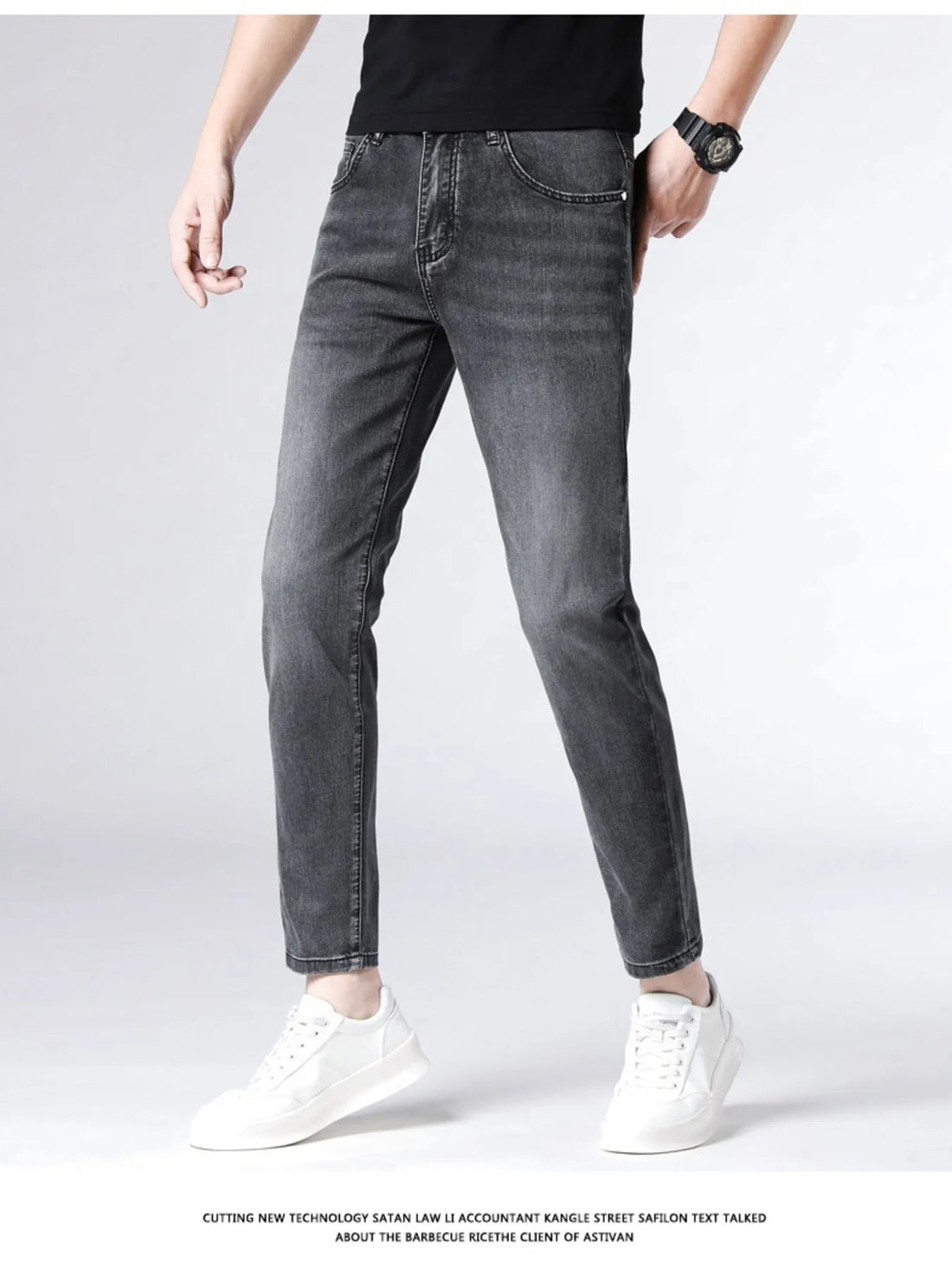 Men's Washed Slim Fit Jeans - cas7m