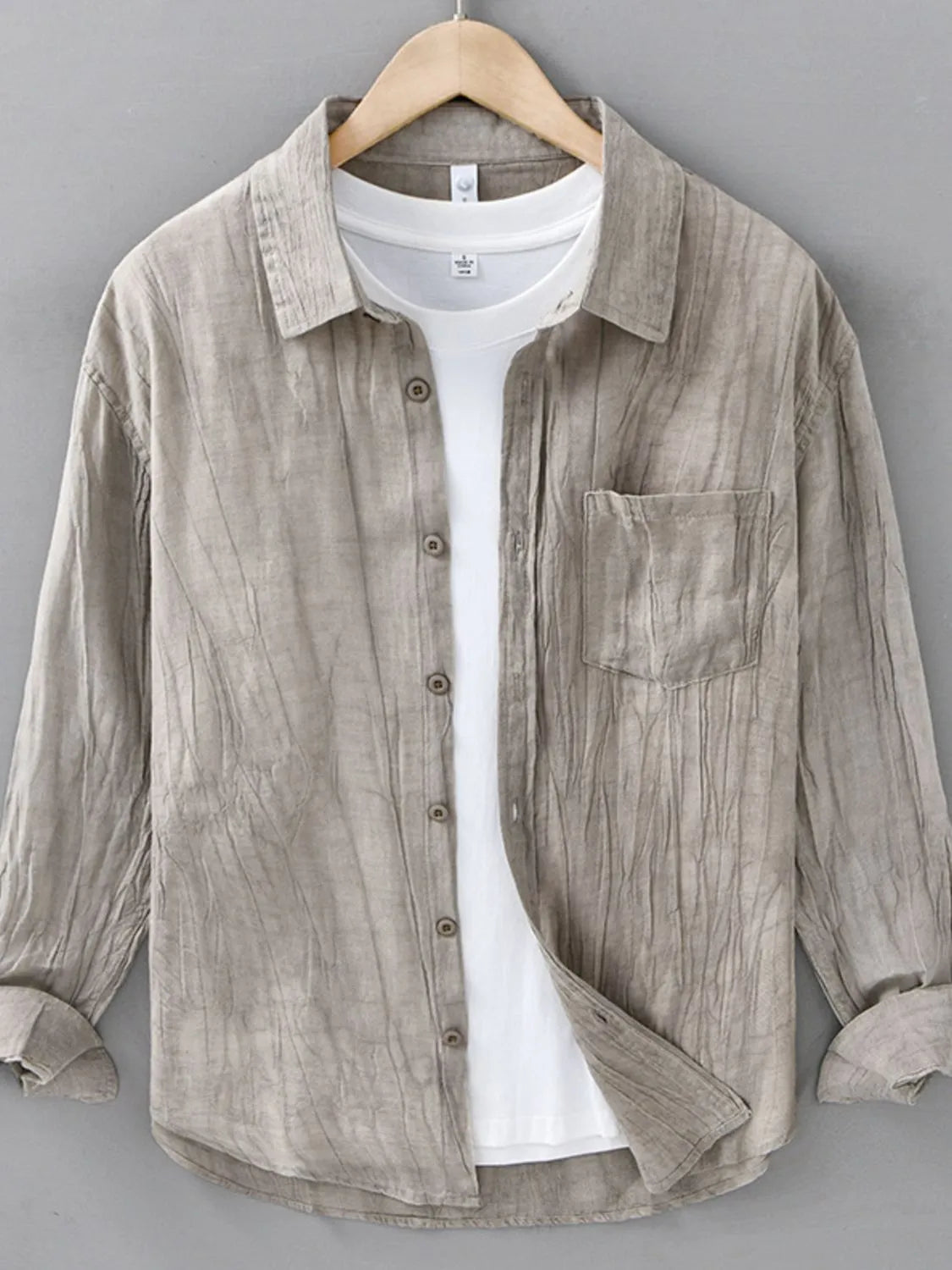 Men's Plus Size Button Up Long Sleeve Shirt - cas7m