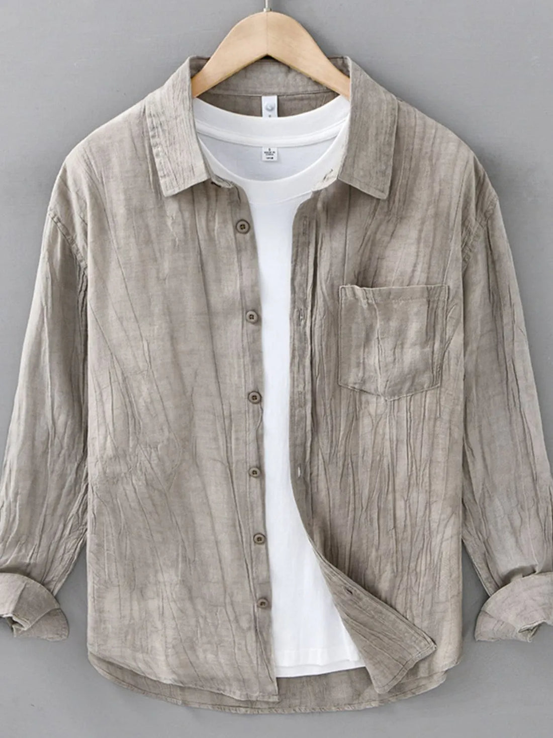Men's Plus Size Button Up Long Sleeve Shirt - cas7m