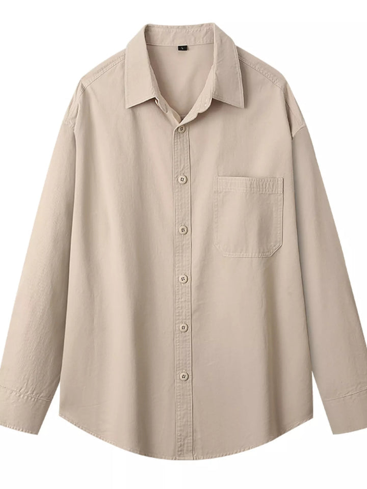 Men's Plus Size Button Up Long Sleeve Shirt - cas7m