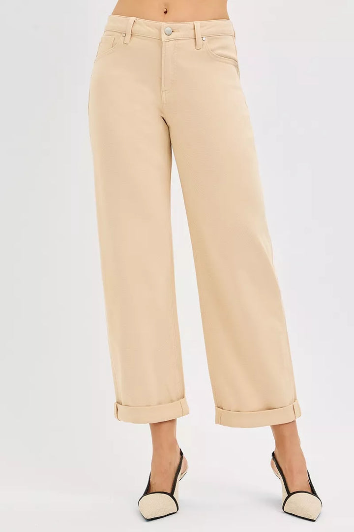 RISEN Tummy Control Mid Rise Ankle Barrel Relaxed Baggy - cas7m