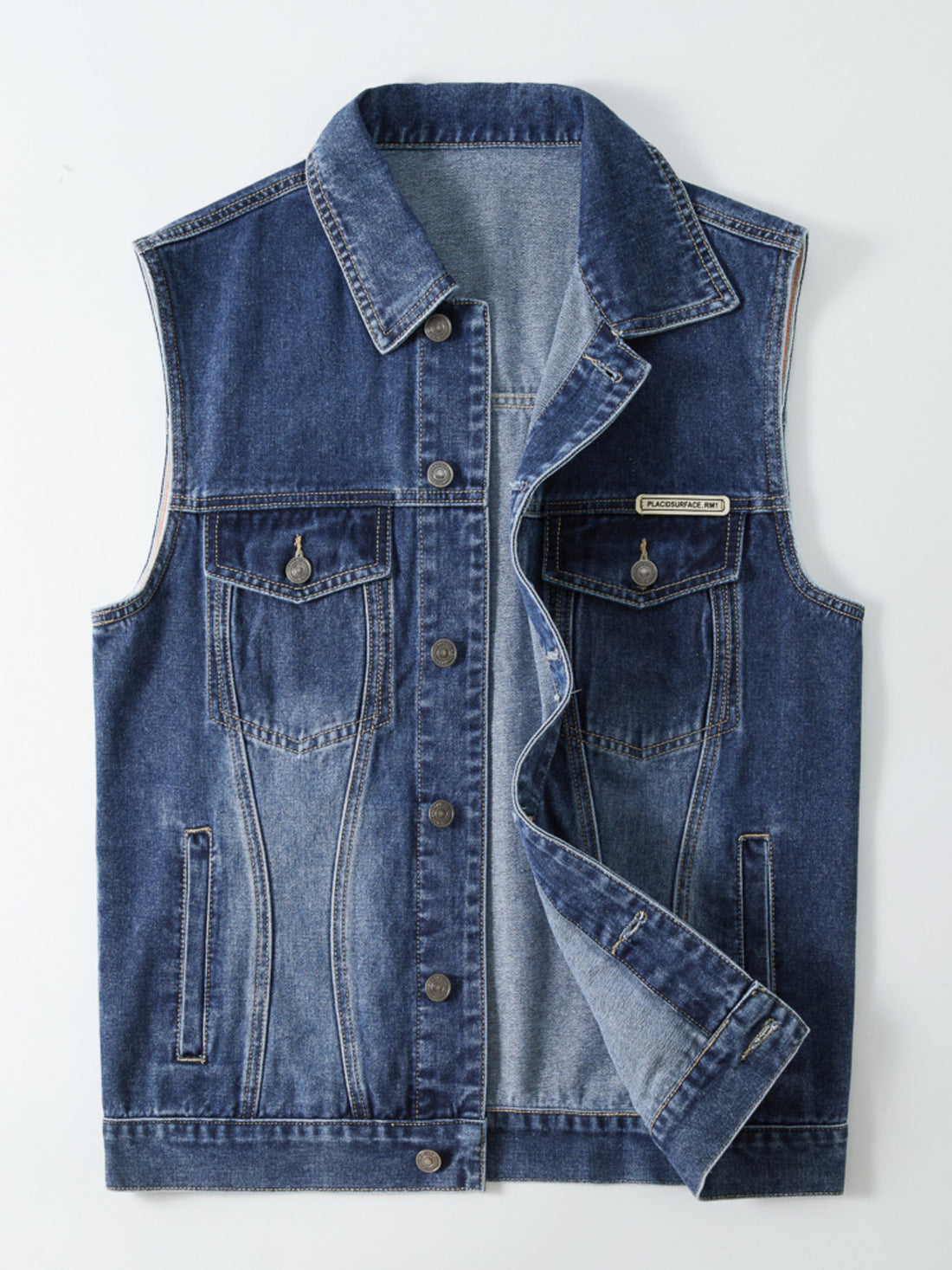Men's Plus Size Vintage Washed Denim Vest - cas7m