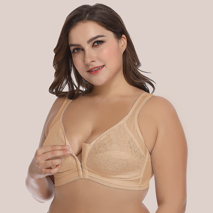 Lace Bralette with Front Closure for Plus Size Women - cas7m