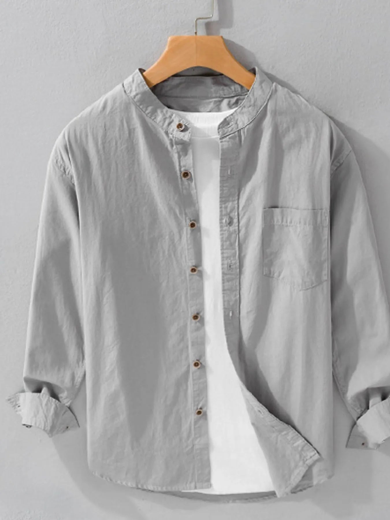 Men's Plus Size Button Up Long Sleeve Shirt - cas7m