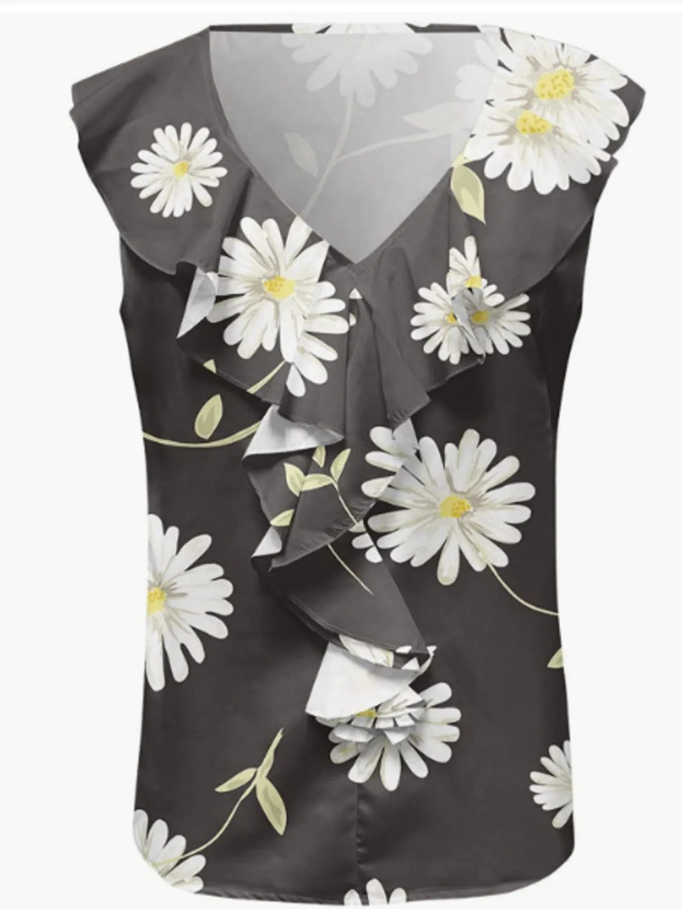Printed V-Neck Tank - cas7m