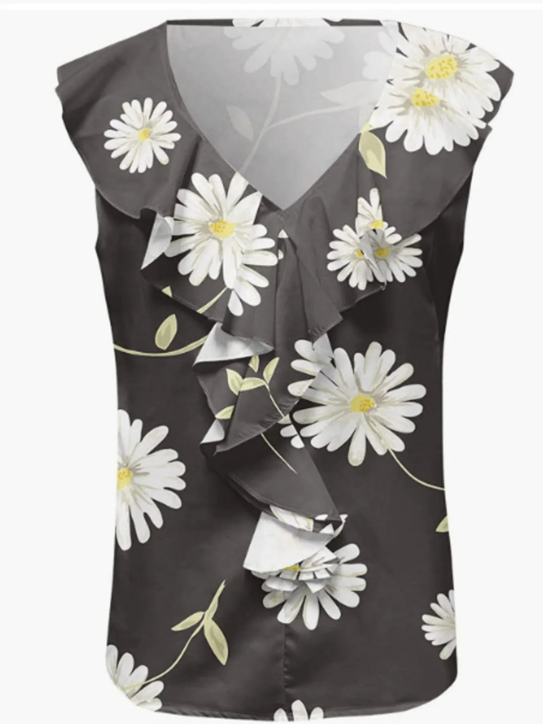 Printed V-Neck Tank - cas7m