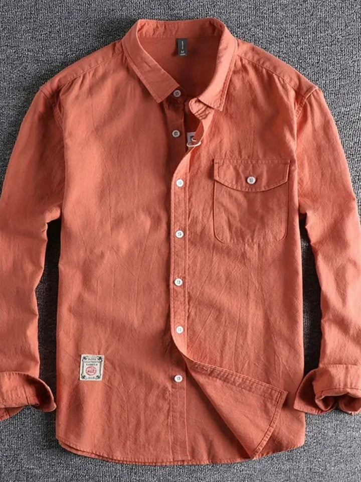Men's Plus Size Button Down Long Sleeve Shirt - cas7m