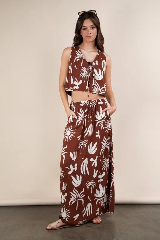 VERY J Printed Resort Midi Skirt - cas7m