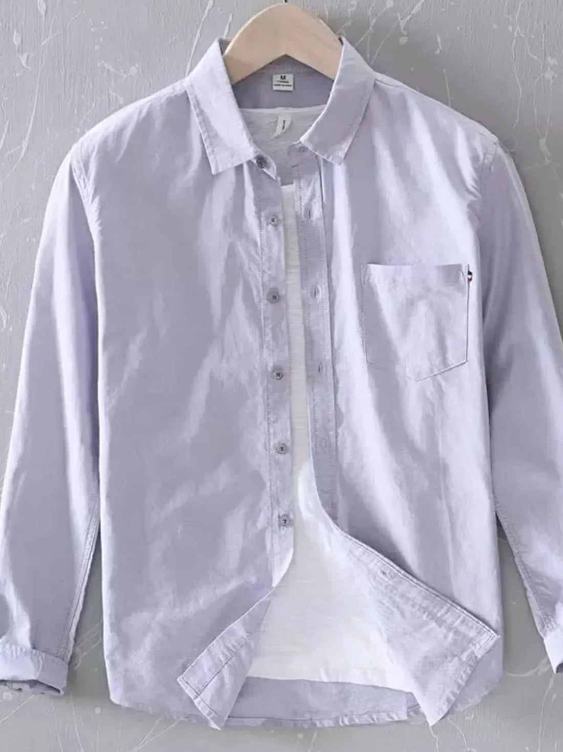 Men's Plus Size Button Up Long Sleeve Shirt - cas7m