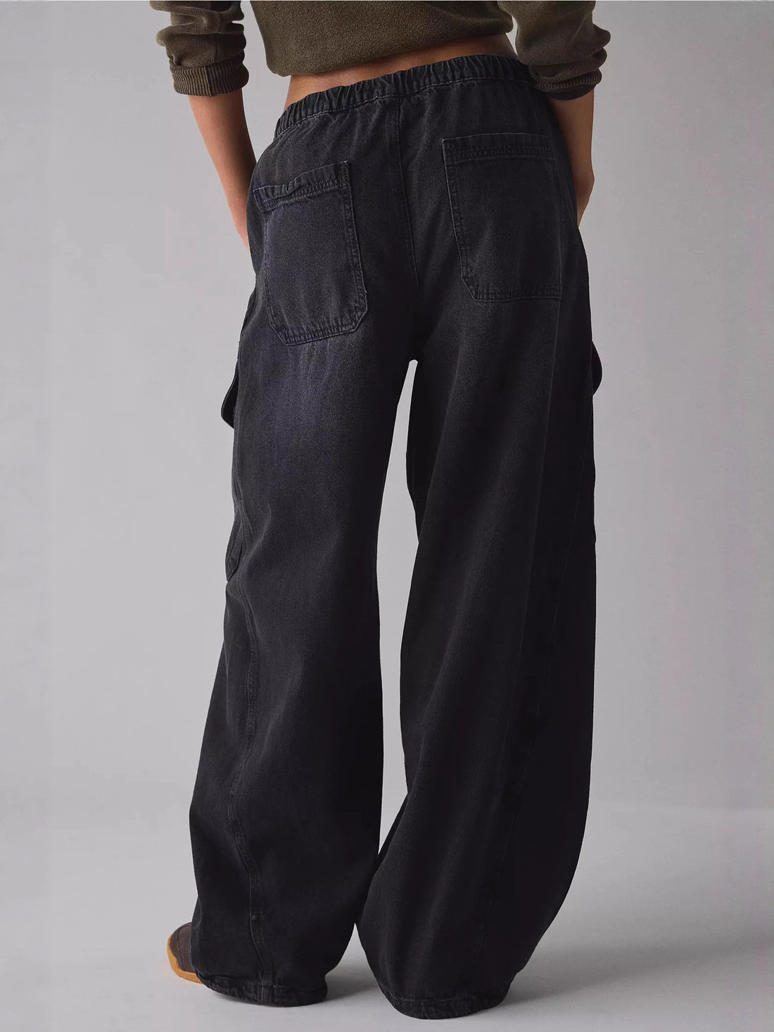 Drawstring Waist Cargo Jeans - cas7m