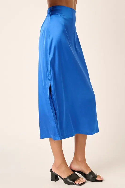 Mittoshop Side Slit Satin Midi Skirt - cas7m