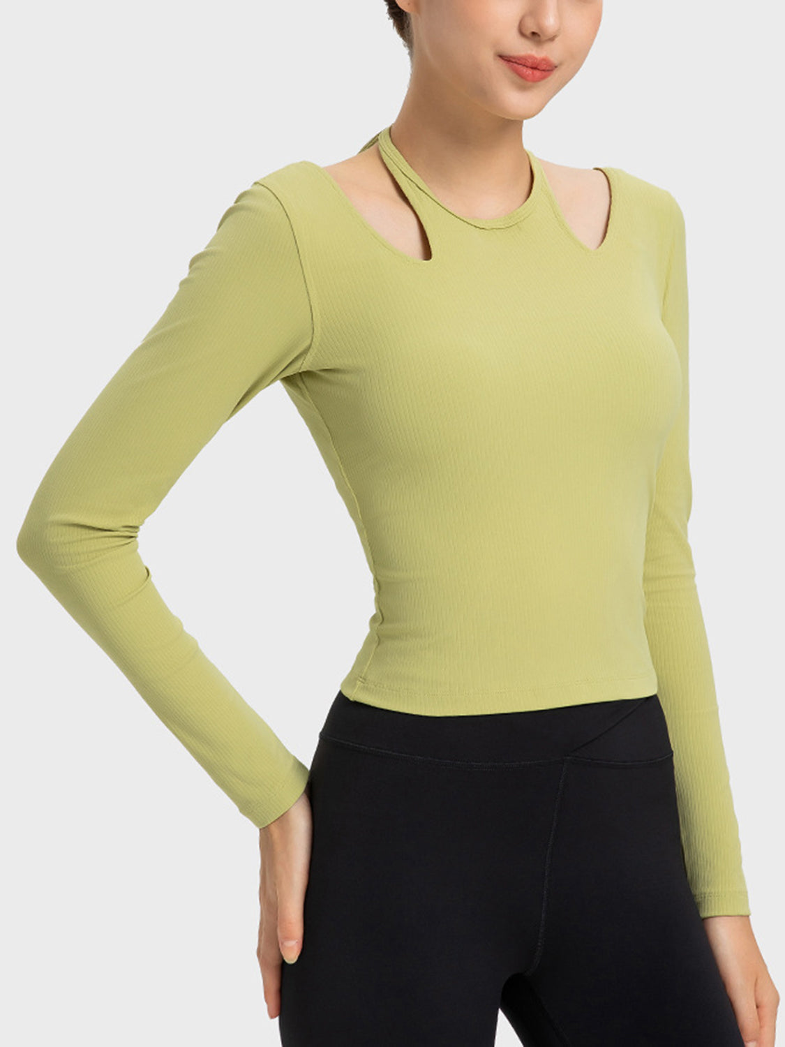 Millennia Halter Neck Long Sleeve Sporty Top - cas7m
