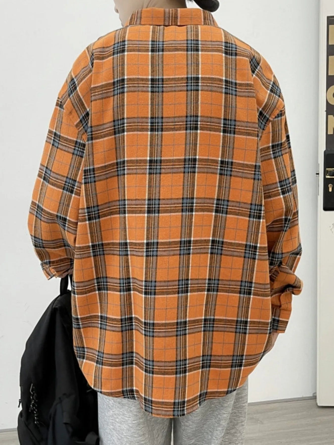 Men's Plus Size Plaid Long Sleeve Shirt - cas7m
