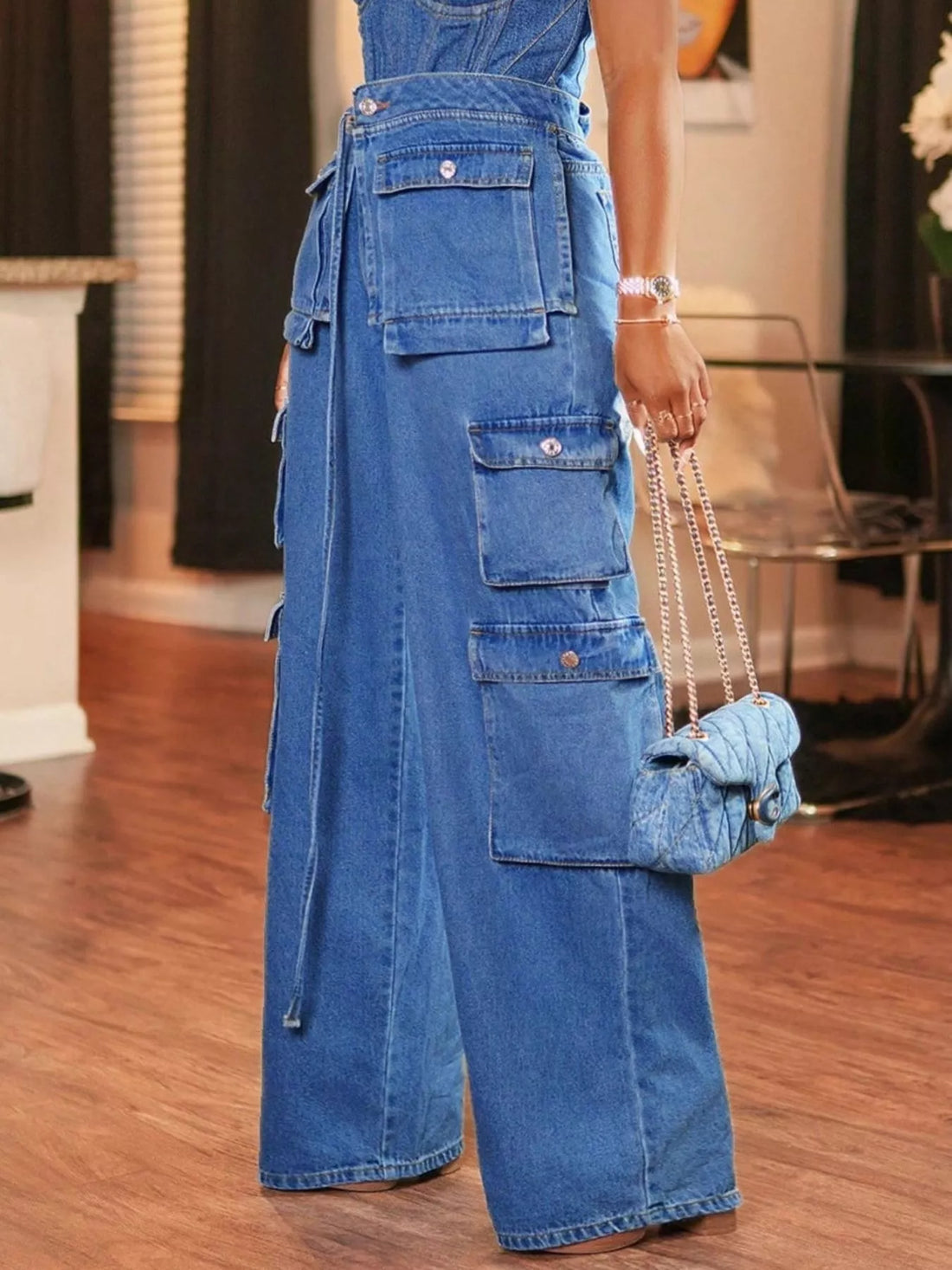 Wide Leg Cargo Jeans - cas7m