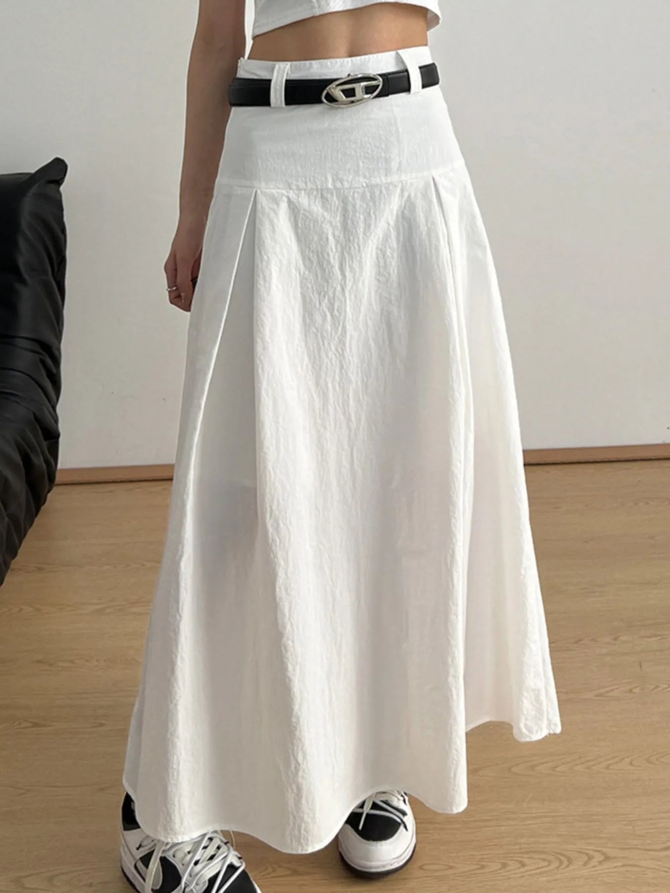 High Waist A-Line Maxi Skirt - cas7m