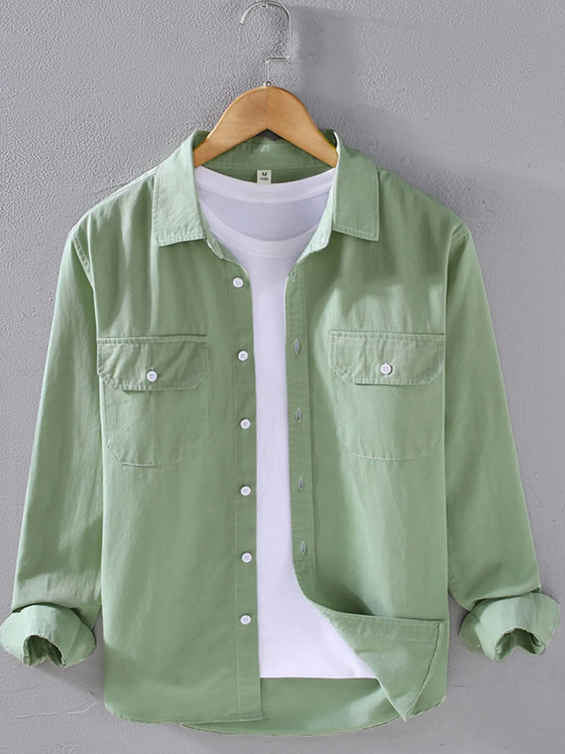 Men's Plus Size Button Up Long Sleeve Shirt - cas7m
