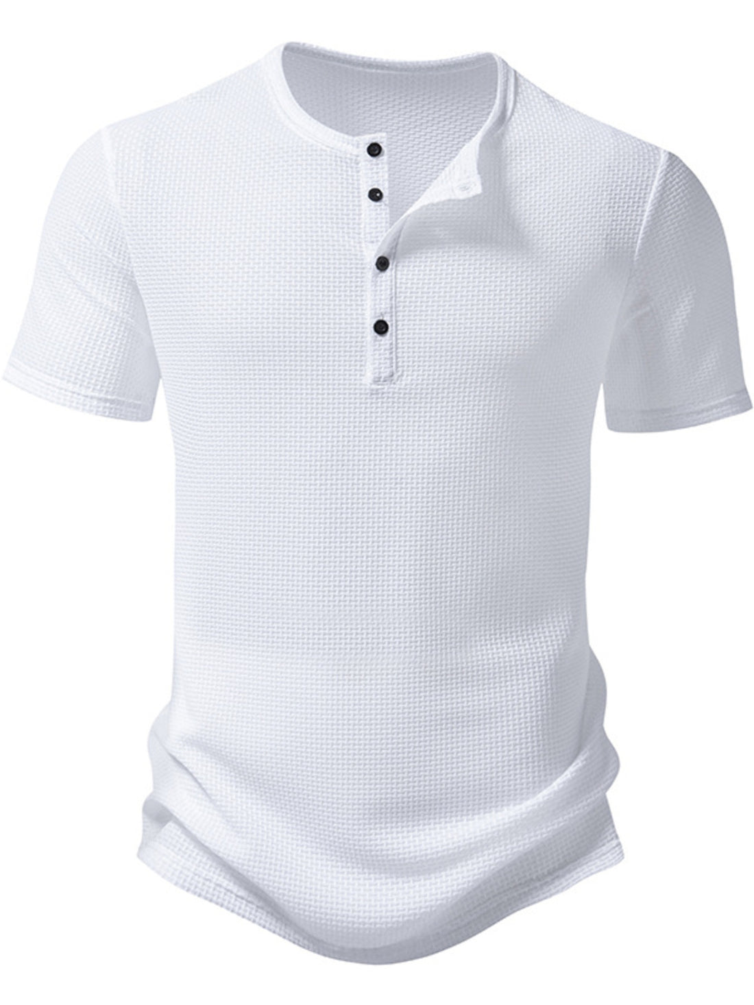 Men's Textured Henley Button Detail T-Shirt - cas7m