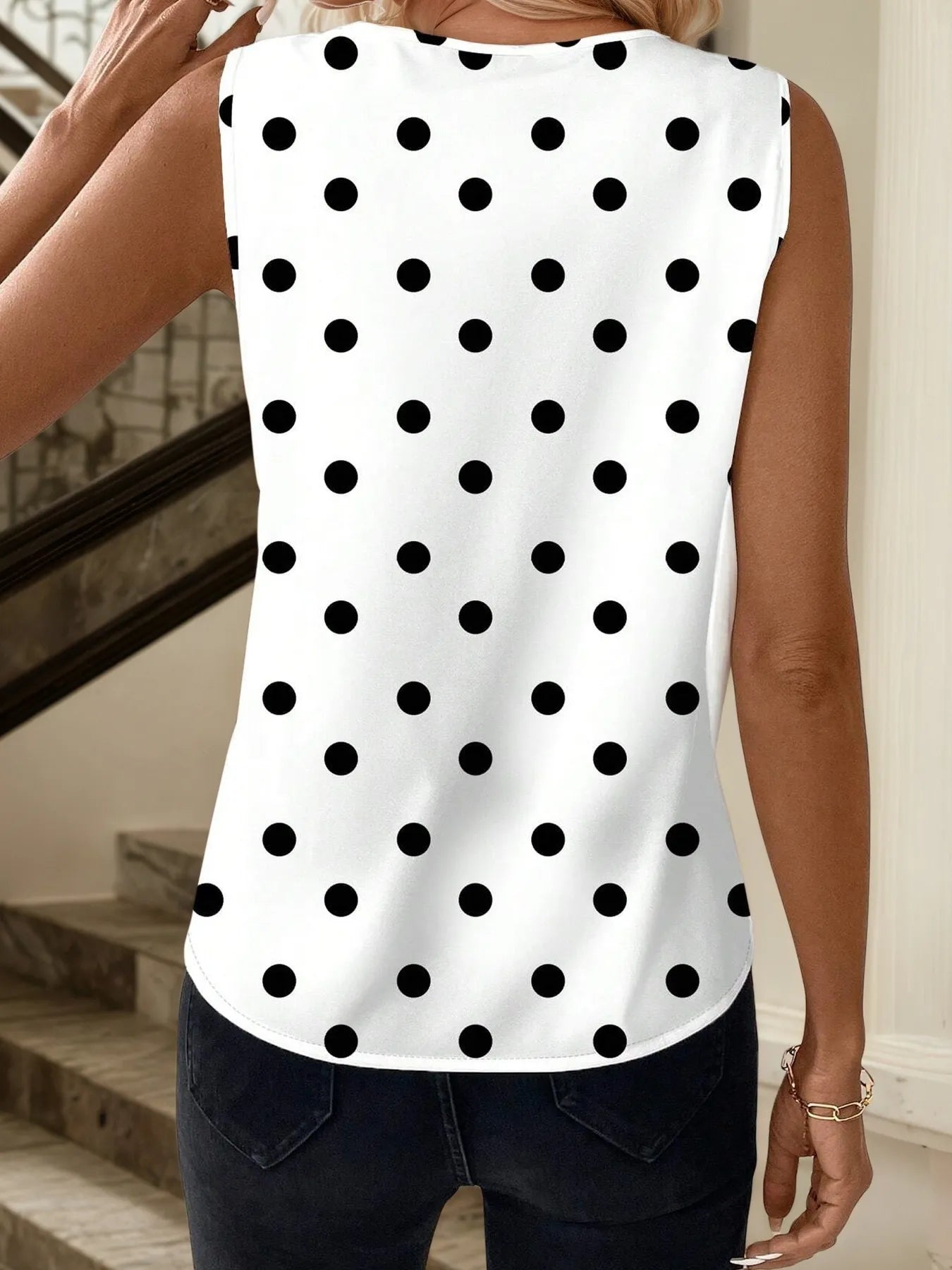 Printed V-Neck Tank - cas7m