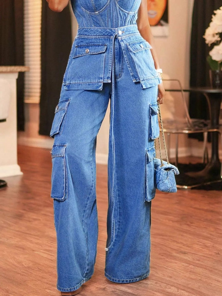 Wide Leg Cargo Jeans - cas7m