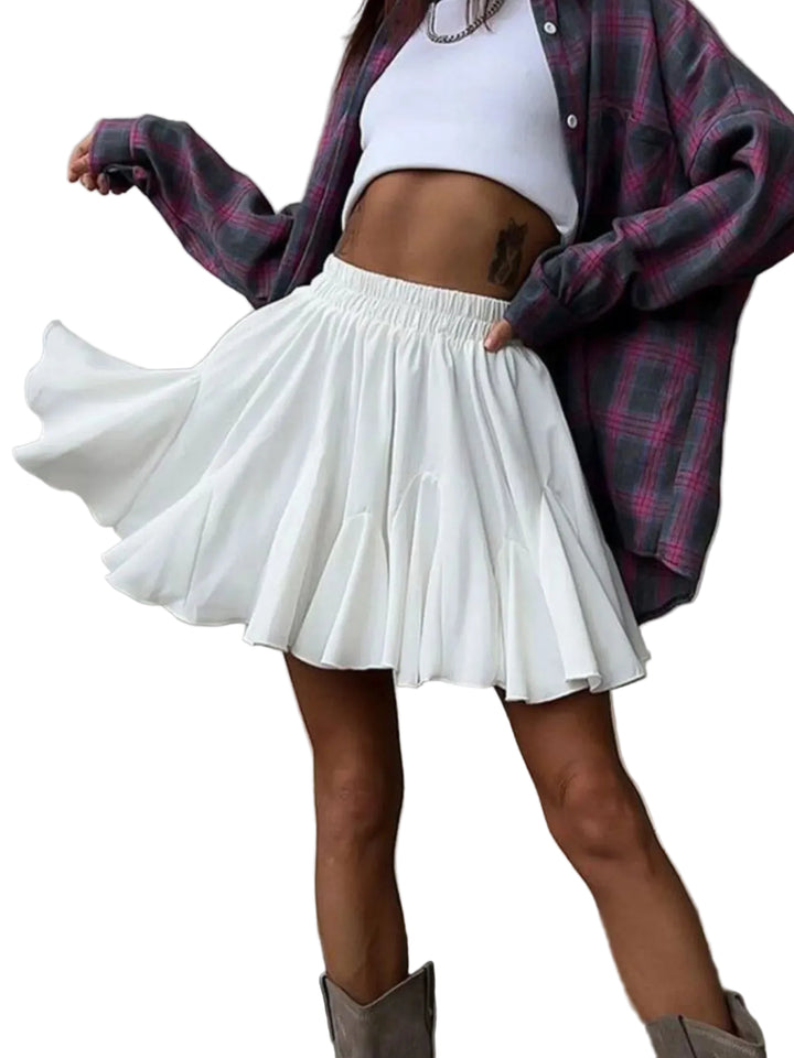 Elastic Waist Ruffled Hem Skirt - cas7m