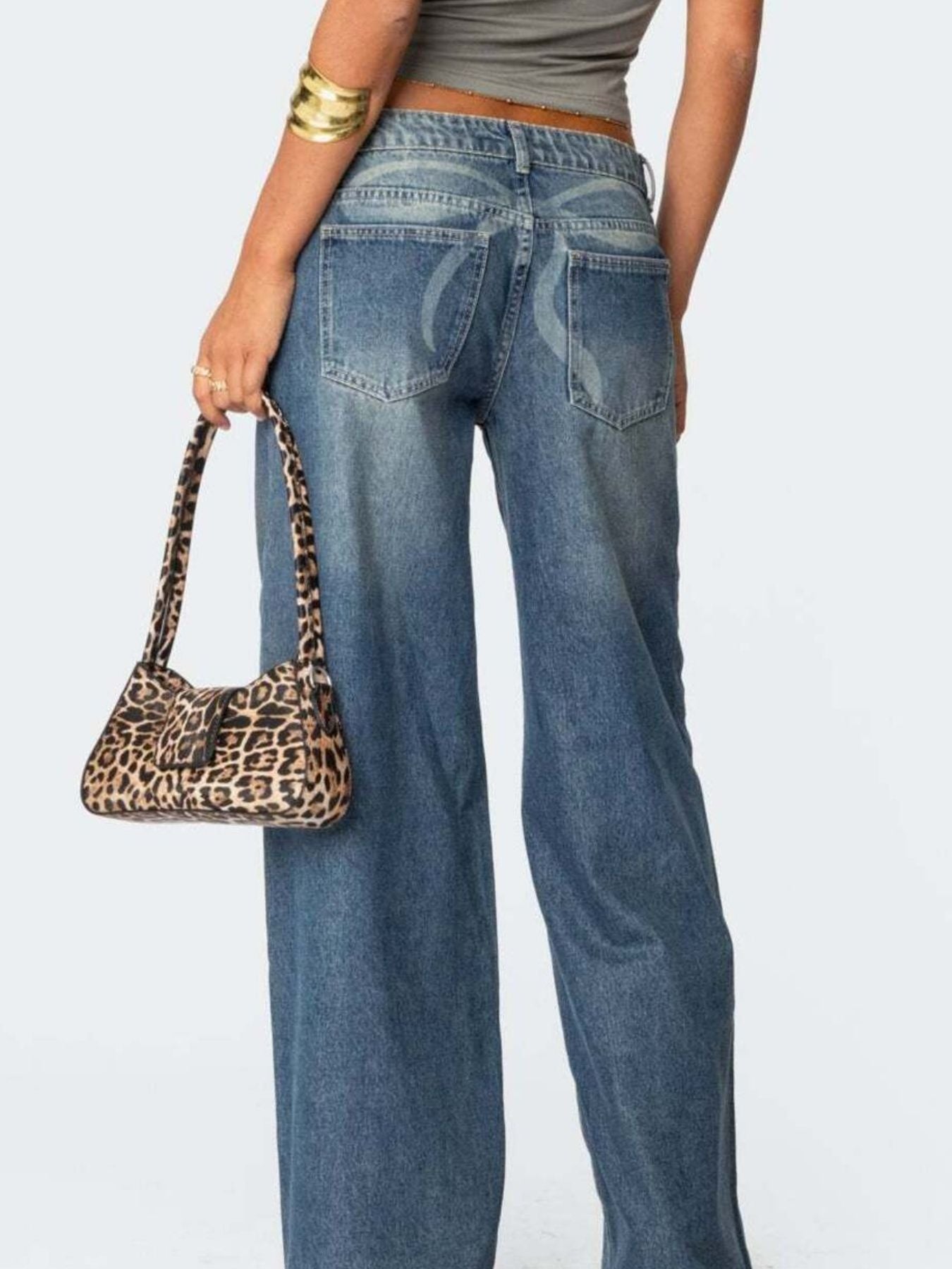 Vintage Wash Wide Leg Jeans - cas7m