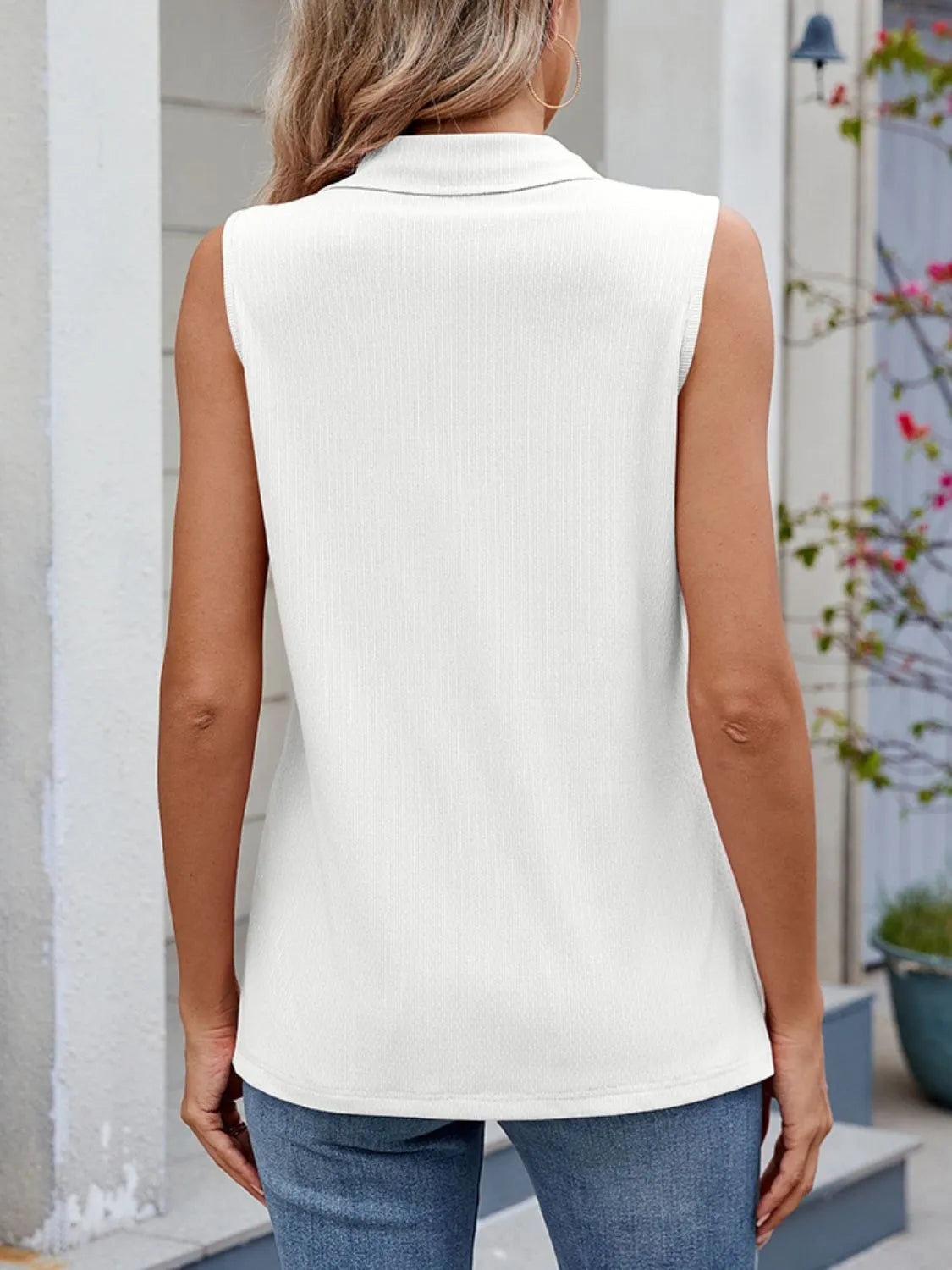 Quarter Zip Collared Tank - cas7m