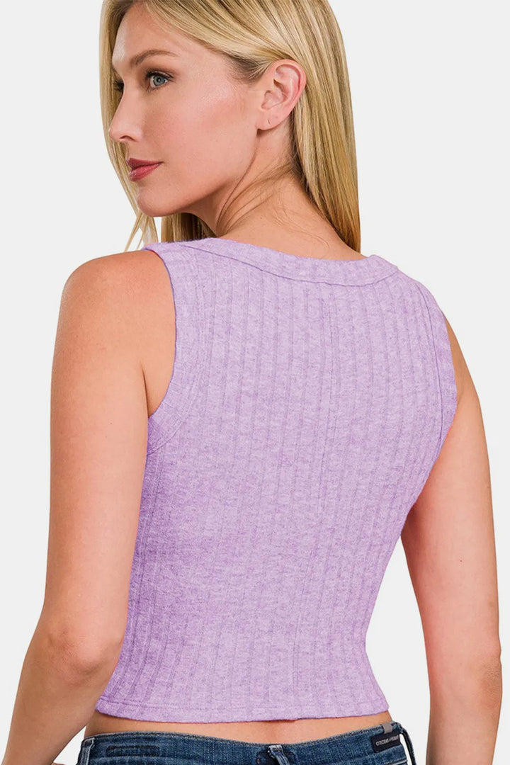 Zenana Ribbed Cropped Tank - cas7m