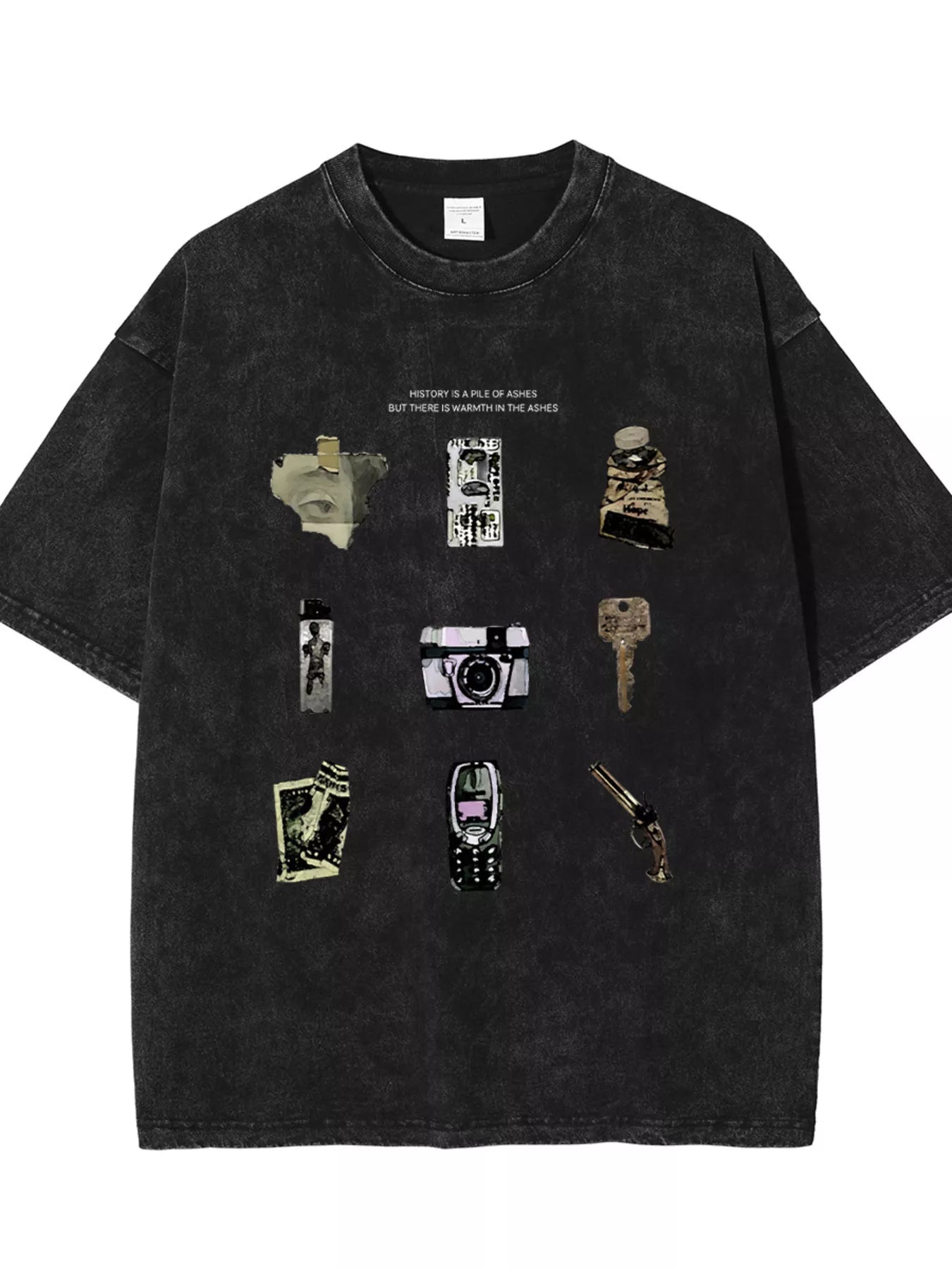 Men's Vintage Washed Graphic Round Neck T-Shirt - cas7m