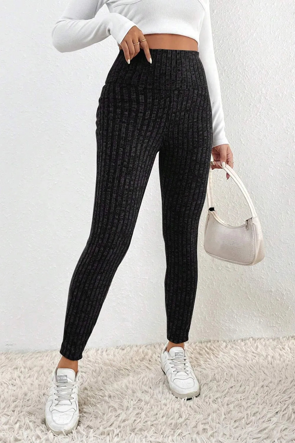 Ribbed High Waist Leggings - cas7m