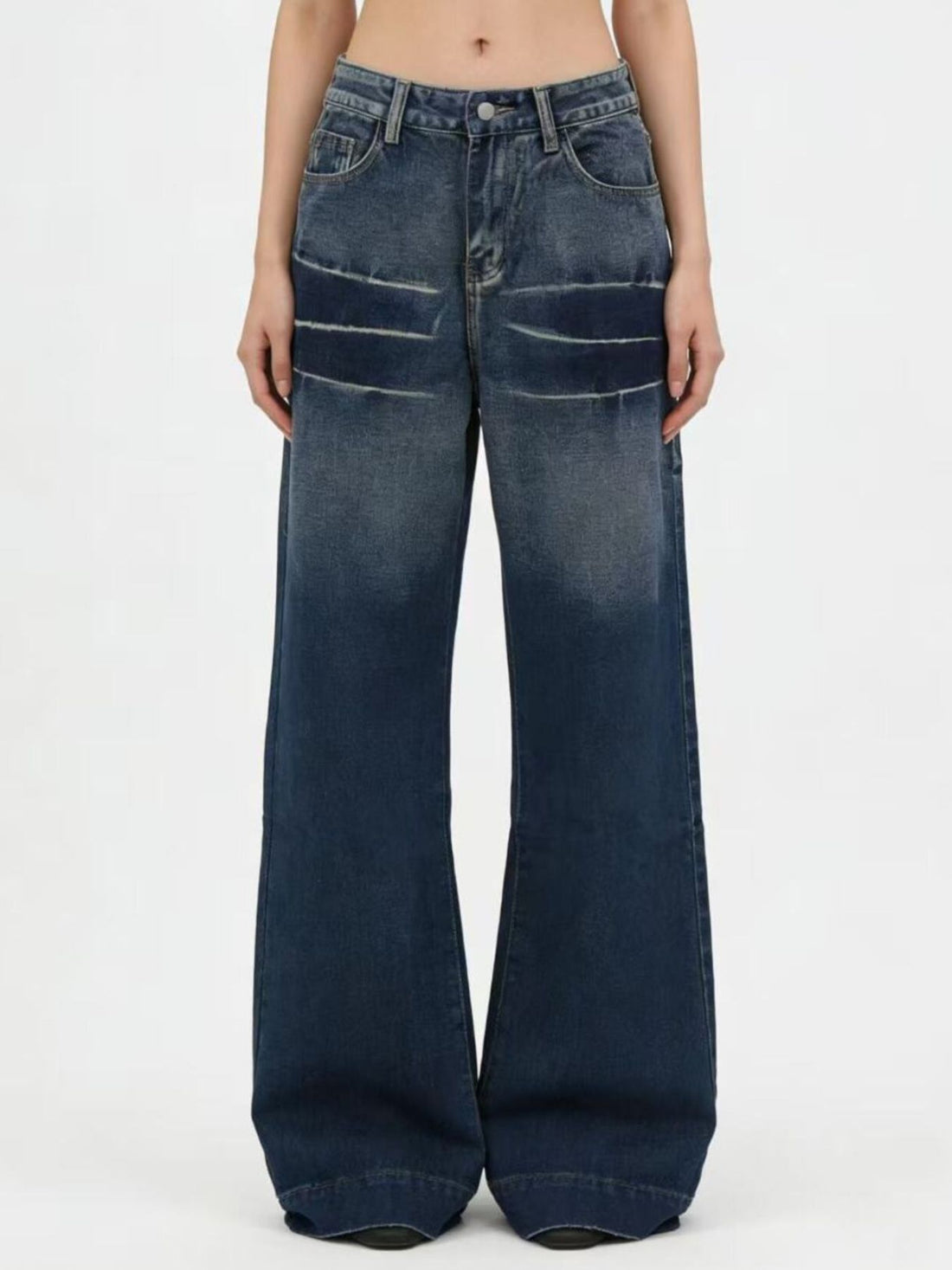 Washed Wide Leg Jeans - cas7m