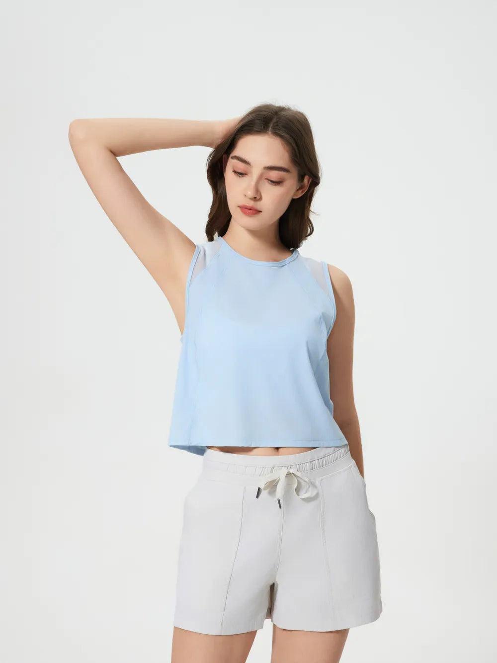 Millennia Round Neck Cropped Active Tank - cas7m