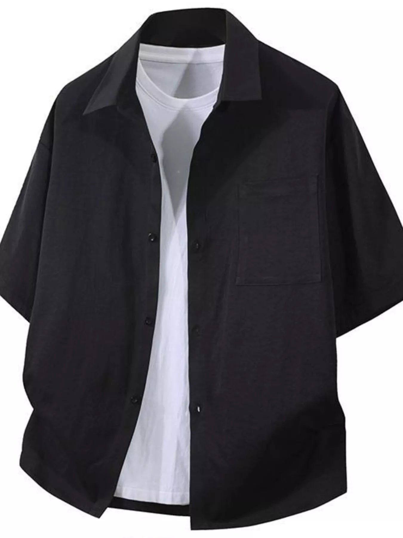 Men's Plus Size Casual Short Sleeve Button-Down Shirt - cas7m