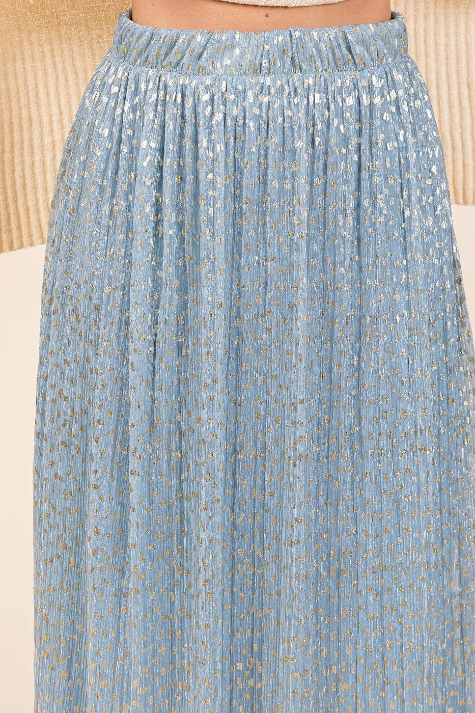 Mittoshop Metallic Glitter Speckle Print Elastic Midi Skirt - cas7m