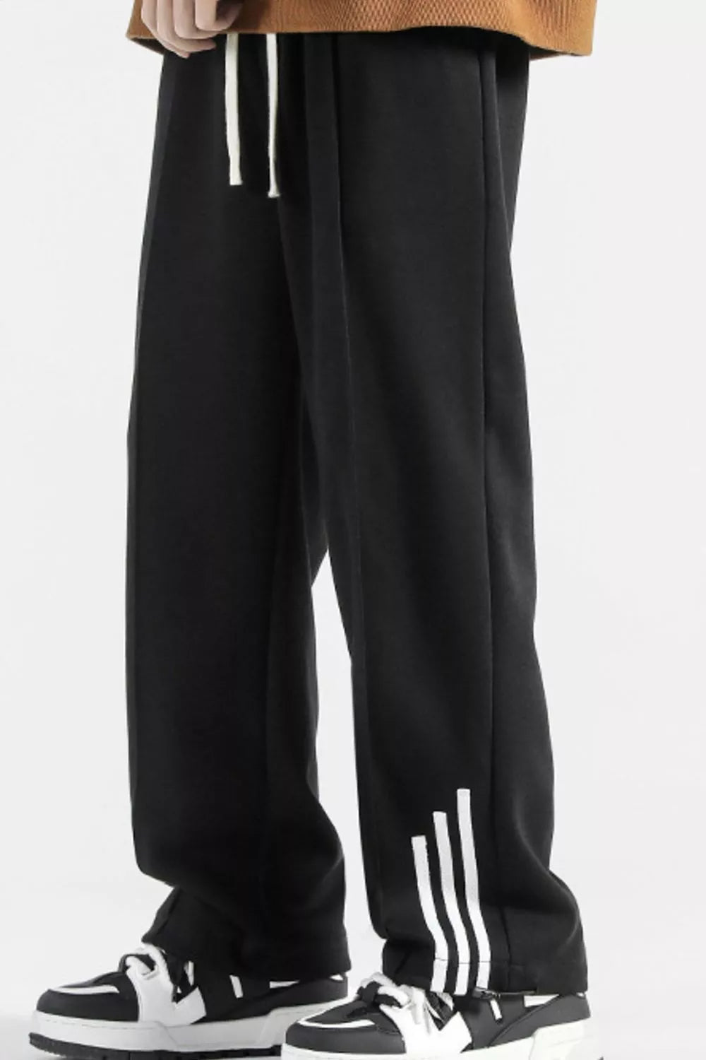 Men's Plus Size Casual Loose Fit Sweatpants with Striped Detail - cas7m