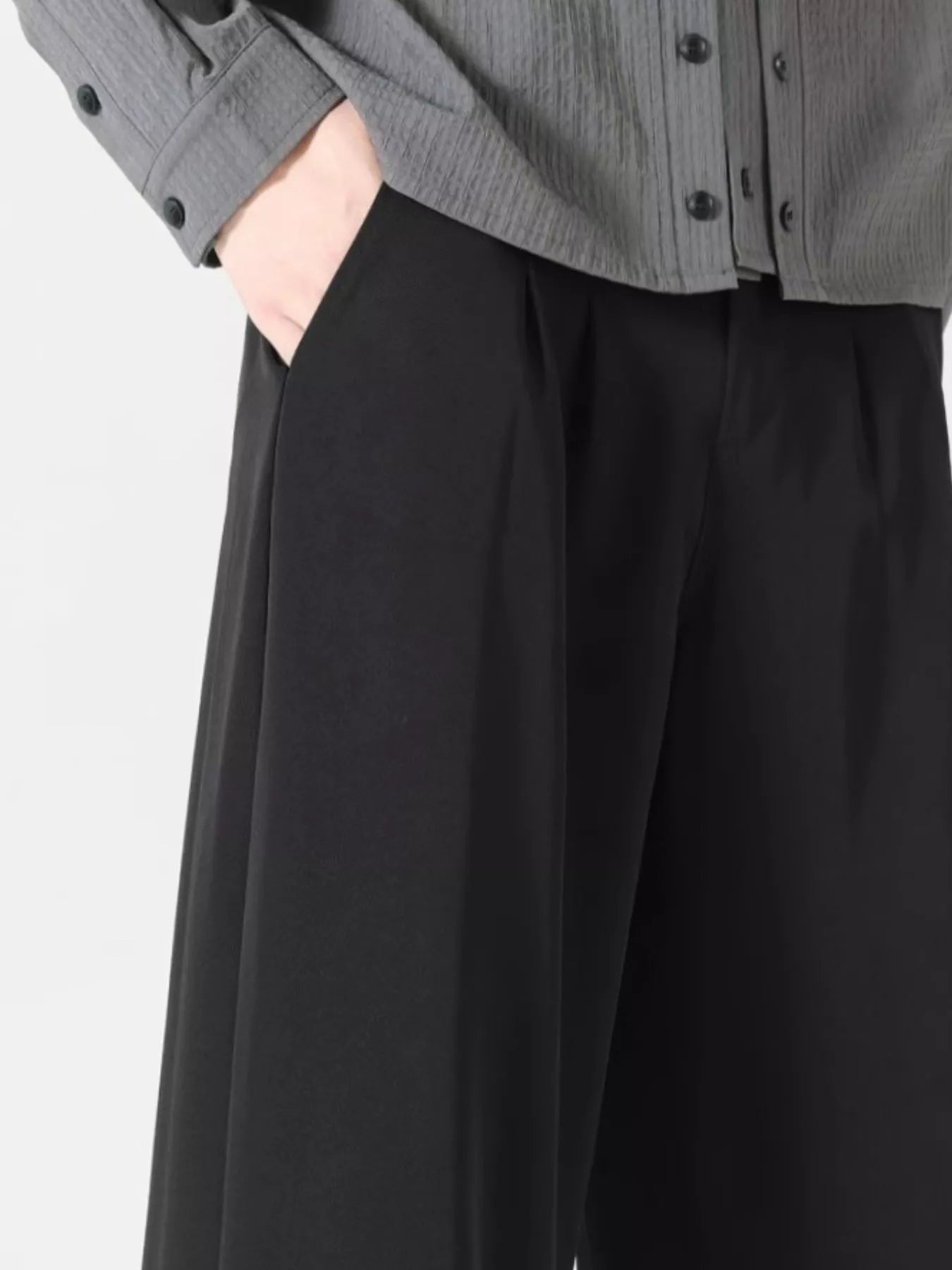 Men's Plus Size Wide Leg Pleated Dress Pants - cas7m