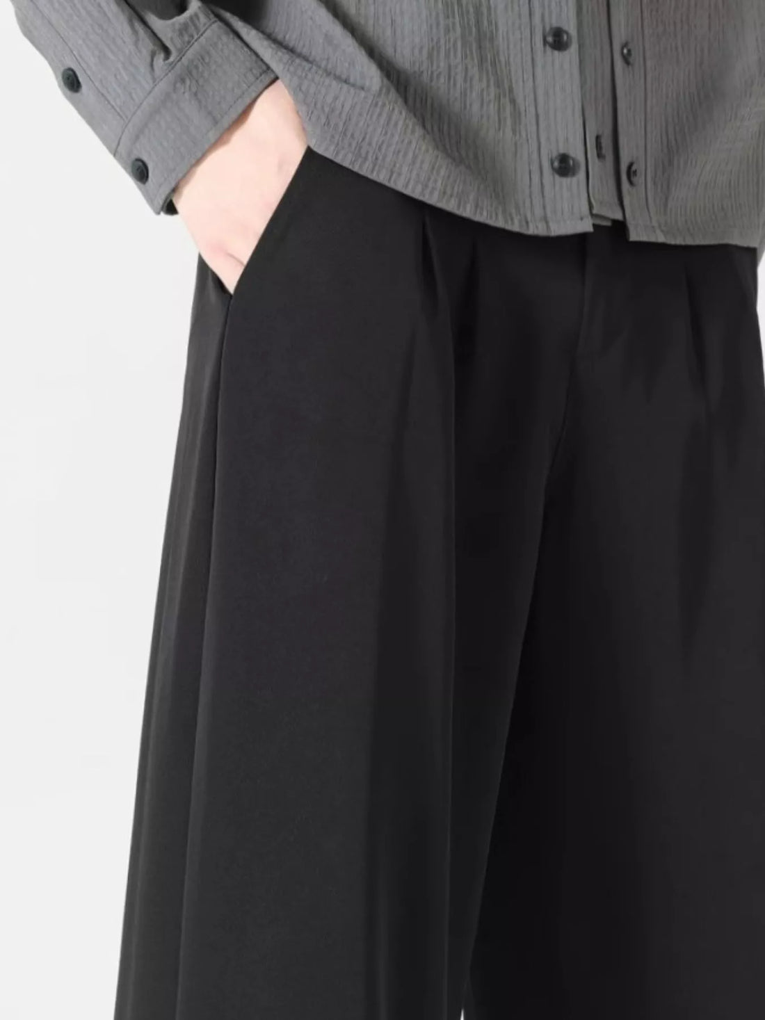 Men's Plus Size Wide Leg Pleated Dress Pants - cas7m