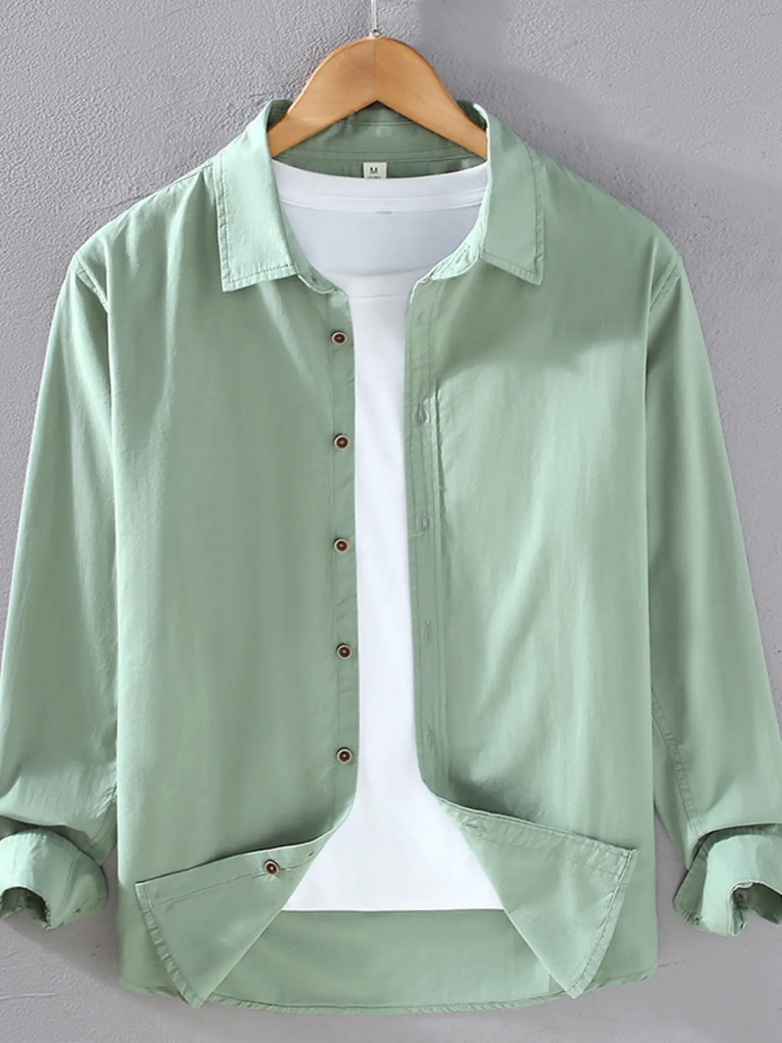 Men's Plus Size Long Sleeve Button-Up Shirt - cas7m