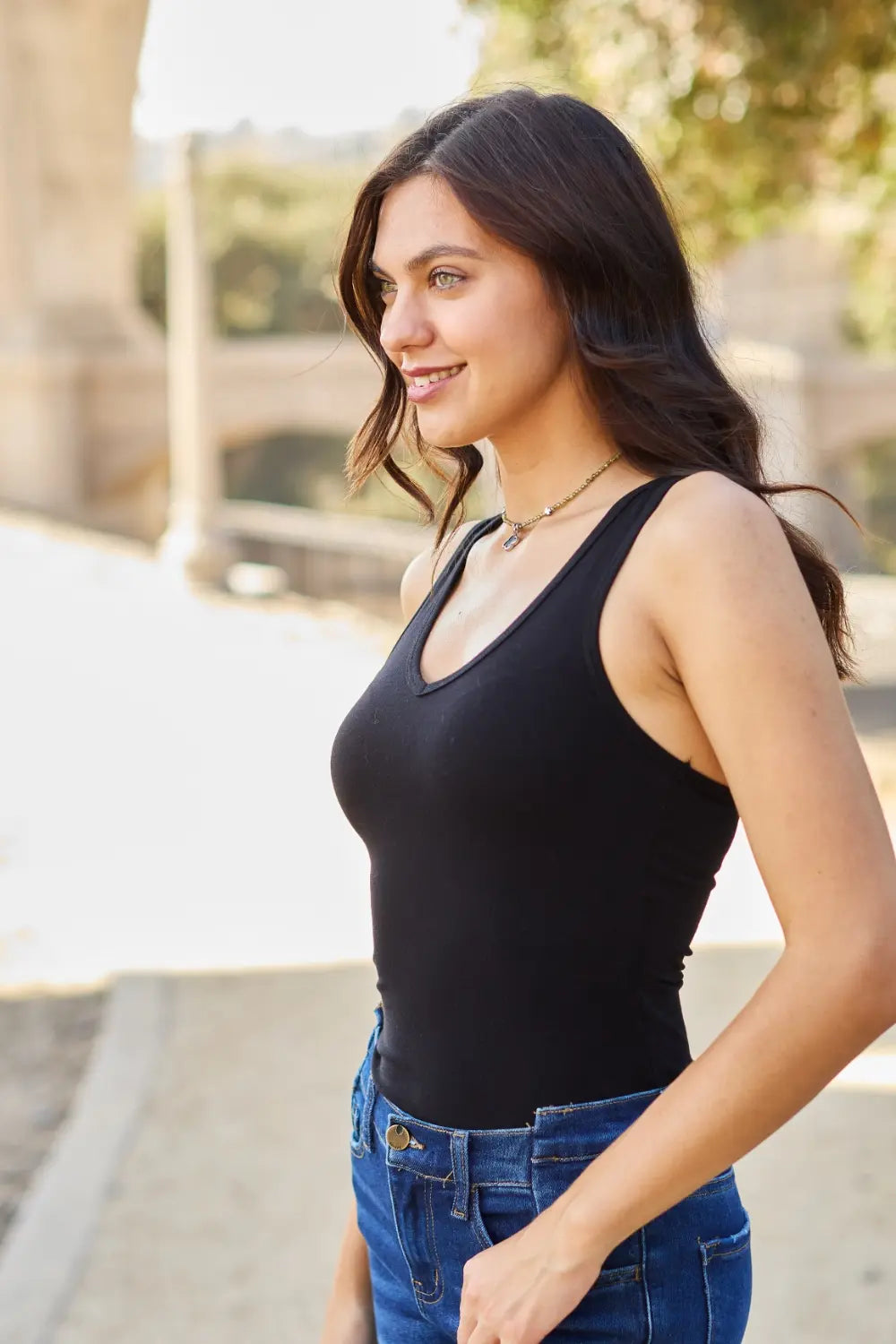 Zenana Racerback Tank Bodysuit - cas7m