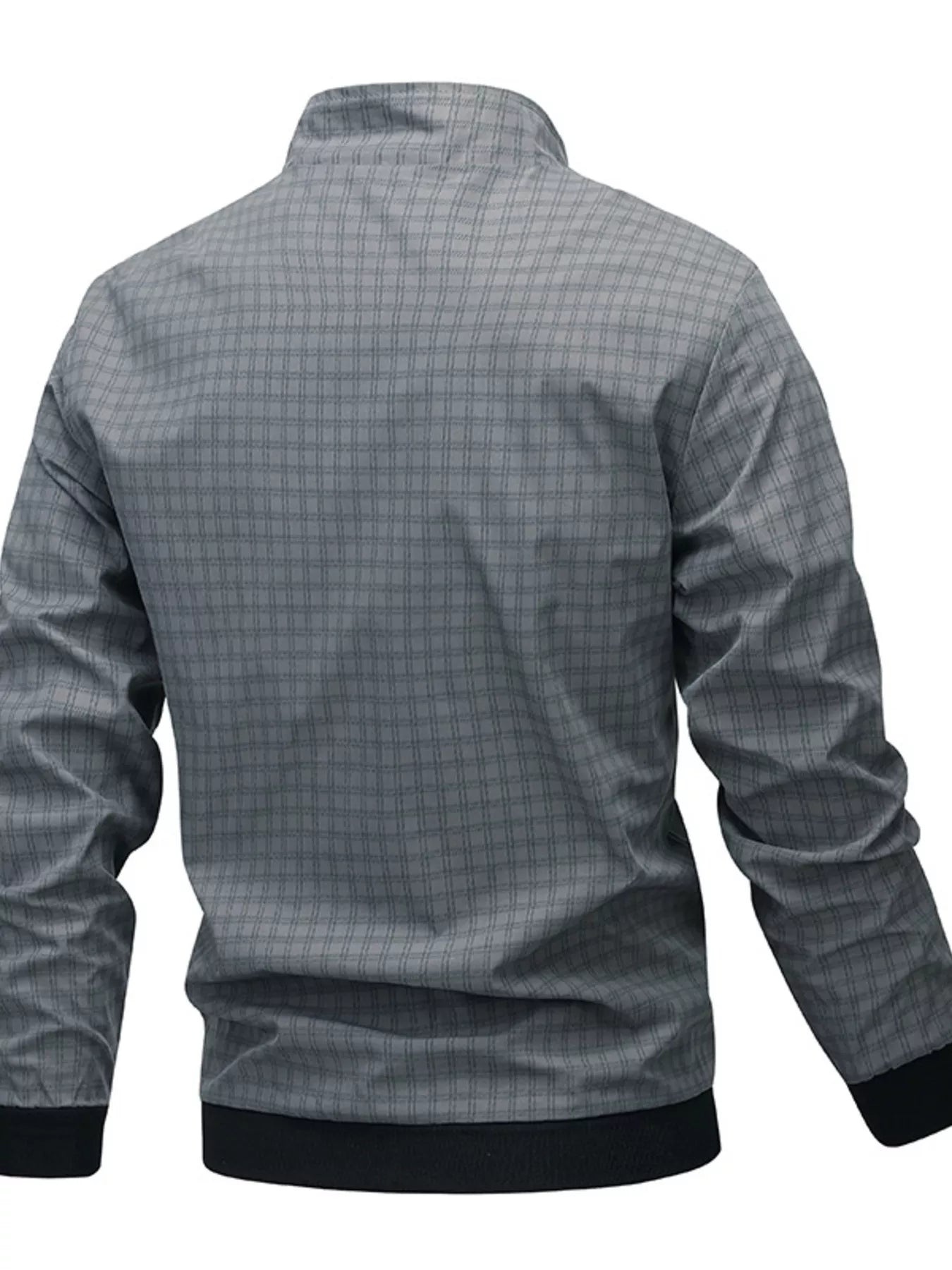 Men's Plus Size Plaid Lightweight Zip-Up Jacket - cas7m
