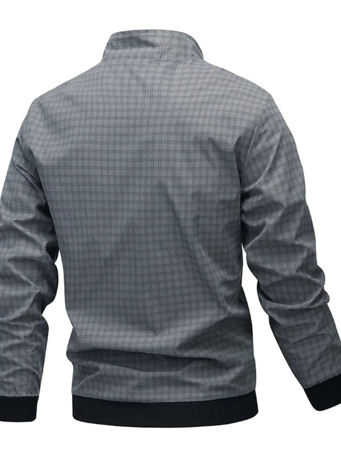 Men's Plus Size Plaid Lightweight Zip-Up Jacket - cas7m