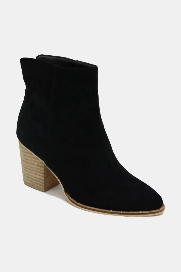 Beast Fashion Suede Point Toe Ankle Booties - cas7m