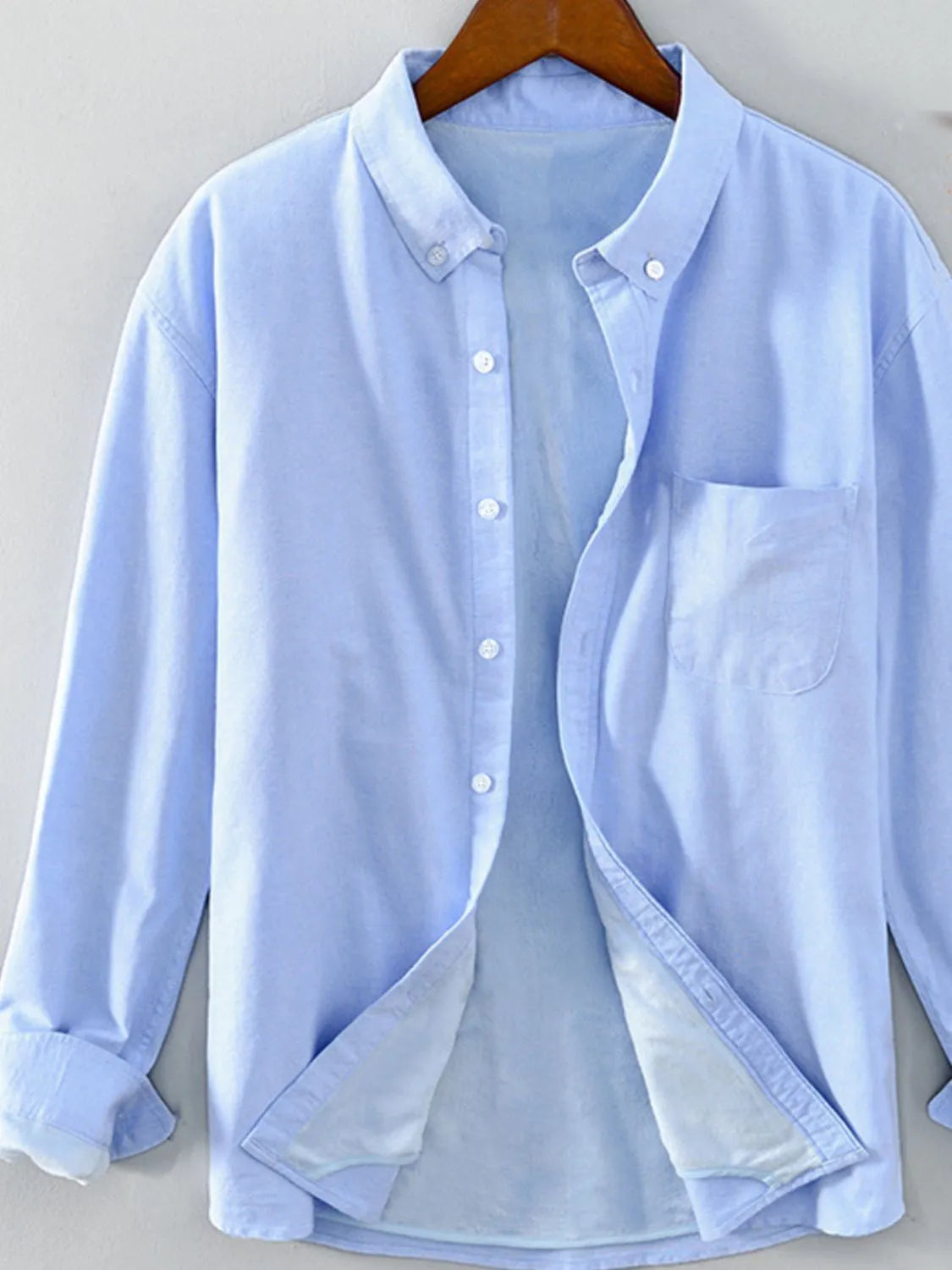 Men's Plus Size Button Up Long Sleeve Shirt - cas7m