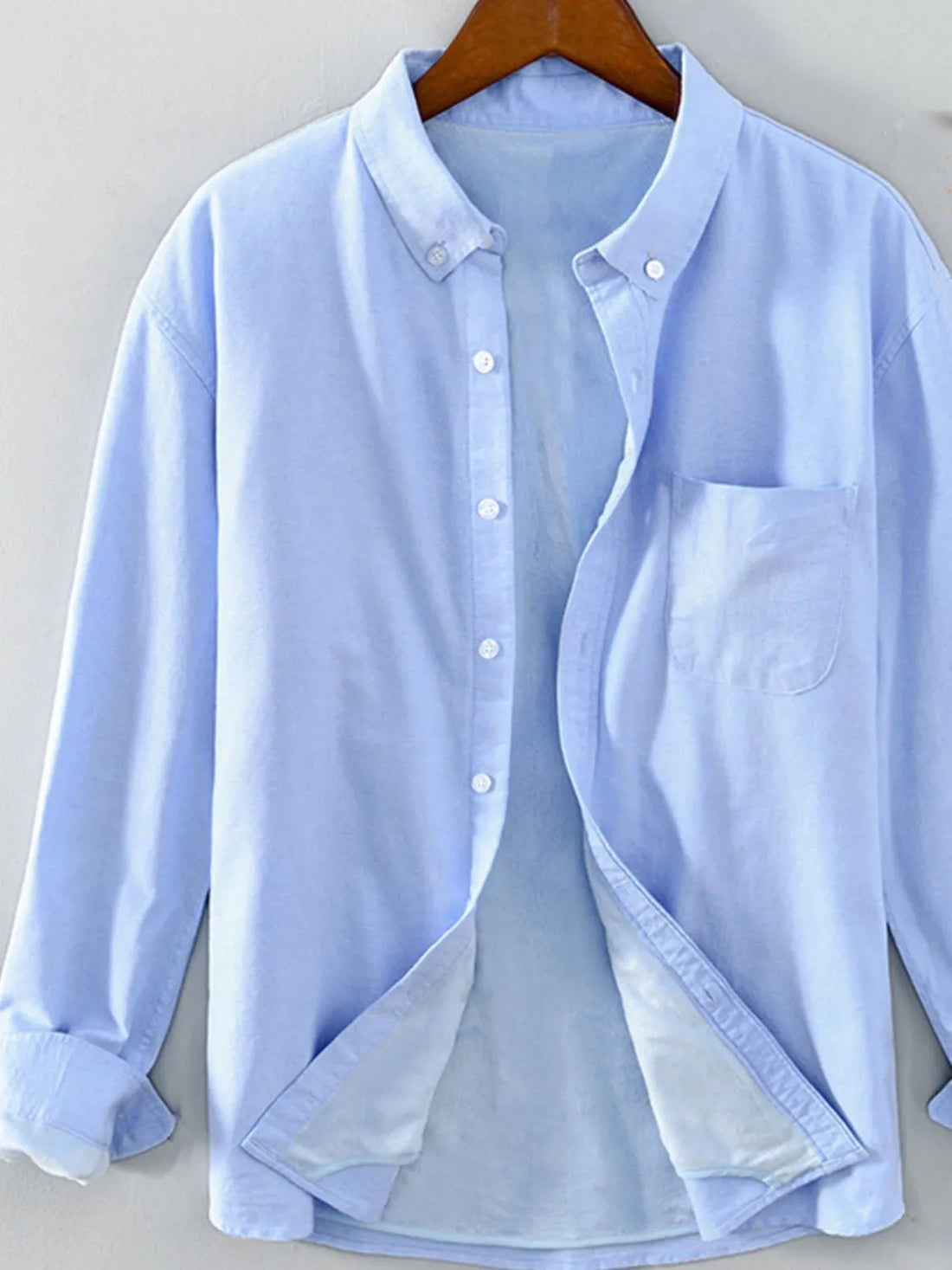 Men's Plus Size Button Up Long Sleeve Shirt - cas7m